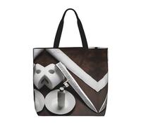 Japan Samurai Sword Print Canvas Tote Bags for Women Reusable Grocery Bag Large Gym Canvas Cloth Pouch Portable Shopping Handbag with Inner Pocket