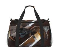 Japan Samurai Sword Print Weekender Bag,Gym Bag with,Carry On Luggage Overnight Weekend Bag, Holdall Handbag & Shoulder Bag for Travel Fitness