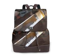 Japan Samurai Sword Print Women Backpack Waterproof Anti-Theft Lightweight Pu Fashion Leather Nylon School Shoulder Bag Travel Backpack
