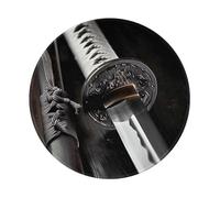 Japan Samurai Sword Prints Round Mouse Pad 2 PCS,Non-Slip Rubber Base Mousepad Mouse Mat for Laptop Computer Office 7.9 x 7.9 Inch