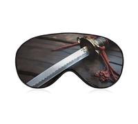 Japan Samurai Sword Sleep Mask Light Blocking Eye Cover Polyester Eye Mask with Elastic Strap Blindfold for Side Sleeper Sleeping Masks Face Hugging for Women Men Travel