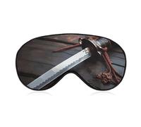 Japan Samurai Sword Sleep Mask with Adjustable Strap, Breathable Sleep Masks for Women Men, Soft Eye Mask for Side Sleepers, Travel, Office Nap, Airplane & Blocking Light