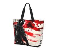 Japan Samurai Tote Bag Women's Shoulder Handbags Japanese Flag Shopping Bags Water-Resistant Large Handbag with Inner Pocket for Work Travel School