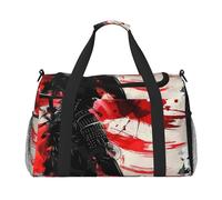 Japan Samurai Travel Duffle Bag Japanese Flag Gym Overnight Weekender Bag for Men Women Lightweight Carry On Luggage for Workout Holiday