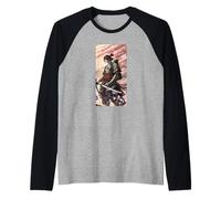 Japan Samurai Warrior Katana Swordsman Anime Cartoon Art Raglan Baseball Tee