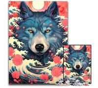 Japan Sea Bloom Wolf 1000 Piece Puzzle Paper Jigsaw Puzzles Perfect for Christmas Halloween Easter New Year 1000 PCS(38x26cm)