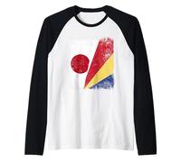Japan Seychelles Half Flag Japanese Seychellois Pride Raglan Baseball Tee