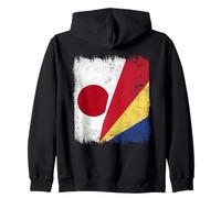 Japan Seychelles Half Flag Japanese Seychellois Pride Zip Hoodie