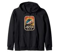Japan Shinkansen Retro Vintage Bullet Train Kanji Souvenir Zip Hoodie