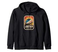 Japan Shinkansen Retro Vintage Bullet Train Kanji Souvenir Zip Hoodie