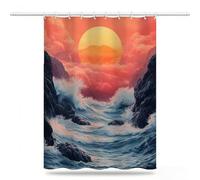 Japan Shower Curtains for Bathroom 180x240cm, Long Waterproof Bath Curtain, Extra Large Polyester Fabric Window Drapes with 12 Hooks Weighted Hem Showering Panel, Landscape Curtains 72x96inch,Model624
