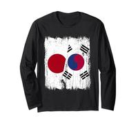 Japan South Korea Half Flag Japanese South Korean Jersey Long Sleeve T-Shirt