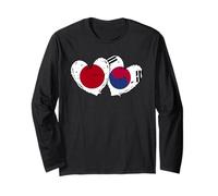 Japan South Korea Heart Flags Japanese Korean Dual Flag Long Sleeve T-Shirt