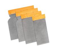 Japan Spatula Set, 4 Pieces, Spring Band Steel, Blade Lengths 120, 100, 80, 50 mm, knobbed Handle, Sharp Lower Edge, Acid-Resistant, Body Filler Set for Filling, Smoothing, car Filler kit