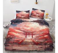 Japan Style Duvet Cover Sets Single Architecture Cherry Blossoms 3D Printed Reversible Bedding Set 2 Pillowcases and Zipper Closure soft Microfiber lightweight Comforter Cover for Girls Boys3 yf0