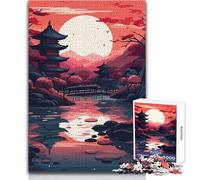 Japan Sunrise Pagoda Puzzle for Teenagers 1000 Pieces Learning through Play Experience Heartfelt Special Occasion Gift Size 38x26cm
