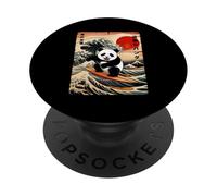 Japan Surfing Panda Kawaii Anime GreatWave Surfing Japanese PopSockets Adhesive PopGrip
