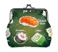 Japan Sushi Green Women’s PU Leather Coin Wallets Girls Mini Buckle Coin Purse Pouch