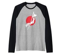 Japan Sword with Map Outline Raglan Baseball Tee