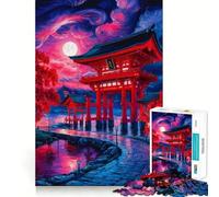 Japan Temple Torii Gate for Adults 1000 Piece Jigsaw Puzzle Mental Skill Anxiety Relief Playful Challenge Table Accent (38x26cm)