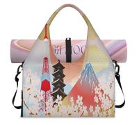 Japan Tokyo Art Painting Sports Duffle Bag with Shoe Compartment Japan Weekend Overnight Bags Tote Cabin Luggage Bag for Gym Yoga Travel