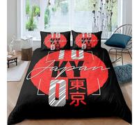 Japan Tokyo Super King Duvet Cover Adult Bedding Sets 3D Print 3 Pieces Soft Brushed Microfiber Quilt Cover 260x220 cm + 2 Pillowcases with Zipper 6819-K