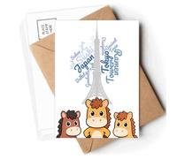 Japan Tokyo Tower Landmark Wordcloud Postcards Envelopes Cards Mailing Year Horse