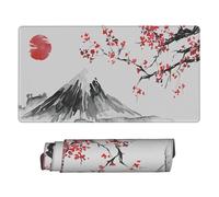 Japan Traditional Painting Large Extended Gaming Mouse Pad for Desk, 30 X 16 Inch Keyboard and Mouse Mat, Waterproof Desk Pad with Stitched Edges, Non-Slip Rubber Base
