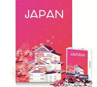 Japan Travel Art Pink 1000 Piece Jigsaw Puzzles for Adults Jigsaw Brain Think Pastime Game Real Challenge Xmas Santa Gift (38x26cm)