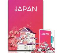 Japan Travel Art Pink Jigsaw Puzzles for Adults Teenagers Jigsaws Puzzle,Help The Brain Exercise Addictive Toys to Cultivate Patience Great Gift 38x26cm