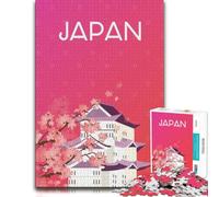 Japan Travel Art Pink Wooden Puzzle for Adults, Hobby Gift, 500 Pieces | Section-by-section building: a simple way to organise the image during indoor leisure.