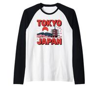 Japan Travel Design - Mount Fuji Pagoda Cherry Blossom Raglan Baseball Tee