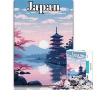 Japan Travel Poster Jigsaws Puzzles 1000 Pieces for Adults Gifts,Stress Reliever Staycation Kill Time with Matching Poster And Trivia Sheet 38x26cm