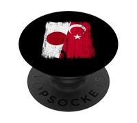 Japan Turkey Half Flag Turkiye Japanese Turkish Heritage PopSockets Adhesive PopGrip