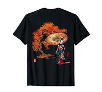 Japan Ukiyo-e Kyoto Saga Autumn Leaves Japanese Umbrella Beautiful Kimono T-Shirt