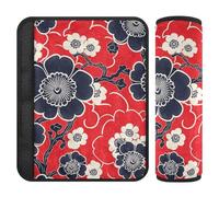 Japan Vine Pattern Floral Red 2 pcs car seat Seatbelt Cover More Comfort Driving for Airplane Protector para cinturón de carro