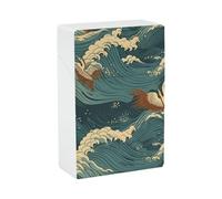 Japan Wave Wallpapers Cigarette Case, Plastic Waterproof Shockproof, Airtight Push Open Cigarette Box, Capacity King Size Cigarette Holder, Portable Cigarette Container for Outdoor Travel Camping Offi