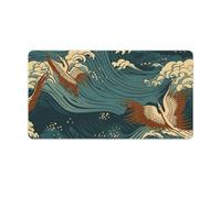 Japan Wave Wallpapers Desk Mat 40X75cm, Non-Slip Rubber Base with Stitched Edges, Waterproof Desk Pad for Keyboard & Mouse, Large Mouse Pad for Office Gaming