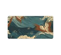 Japan Wave Wallpapers Desk Mat Non-Slip Office Desk Mat 23.6" X 11.8" Large Mouse Pad with Rubber Base Waterproof Desk Writing Pad for Office and Home