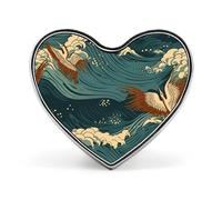 Japan Wave Wallpapers Heart Pin, 1 Inch Metal Love Lapel Pins - Lightweight, Smooth Edges, Versatile Badge Brooch for Jackets, Shirts, Bags, Gifts for Friends, Family