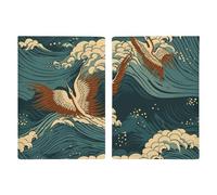 Japan Wave Wallpapers Passport Holder for Women Men PU Leather Passport Travel Wallet with Multiple Pockets