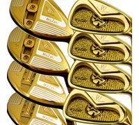 Japan WaZaki 4-SW Adjustable Combo Hybrid Irons USGA R A Rules Golf Club Set with Headcover,WL-III Model,14K Gold Finish,Maraging Carbon Steel,Regular Flex,65g Graphite Shaft,RH,Pack of 16