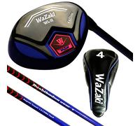 Japan WaZaki Single Hybrid Iron USGA R A Rules Golf Club with Cover,WLIIs Model,Black Blue Finish,No.8, 34 Degree,Mens Regular Flex,65g Graphite Shaft,Plus Half Inch Length