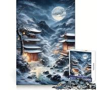 Japan Winter Landscape 1000 Piece Jigsaws for Teenagers Brain Calisthen Stress Less Pattern Assemble Home Art (50x75cm)