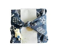 Japan Wrap The Cloth Cotton Line, 46-90CM 5PCS White Blue Cat Reusable Wrapping Cloth(Blue,70 * 70cm)