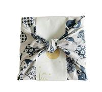 Japan Wrap The Cloth Cotton Line, 46-90CM 5PCS White Blue Cat Reusable Wrapping Cloth(Blue White,46 * 46cm)