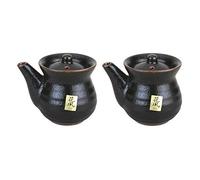 JapanBargain 2734, Soy Sauce Dispenser Traditional Japanese Tenmoku Pottery Shoyu Bottle Pot Mini Teapot, Made in Japan, 8 oz, Black, Pack of 2