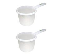 JapanBargain 3042x2, Set of 2 Japanese Plastic Water Ladle Bath Ladle Dipper Filipino Tabo Flat Bottom Bath Water Scoop, Made in Japan (2, White)