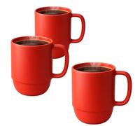 JapanBargain 3091, Japanese Plastic Unbreakable Camping Coffee Mug, 12 oz, Made in Japan, Red, 3 Pack