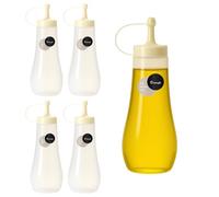 JapanBargain 3273, Set of 4 Japanese Plastic Squeeze Sauce Bottle Dispenser Salad Dressing Bottle Seasoning Container for Condiment Ketchup Honey Vinegar Mustard Jam, 12oz, Made in Japan